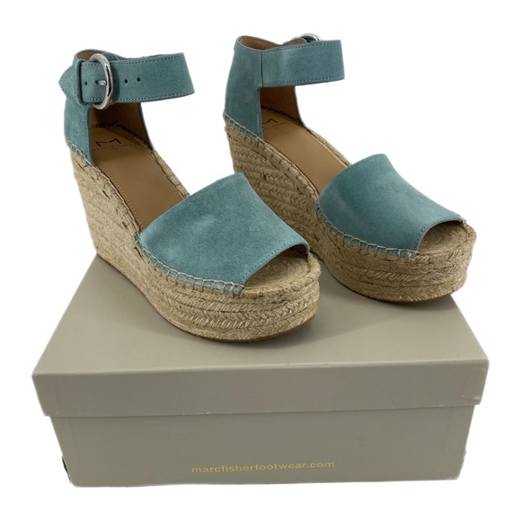 Marc Fisher Shoes - Marc Fisher Medium Green Suede Alida Espadrille Wedges